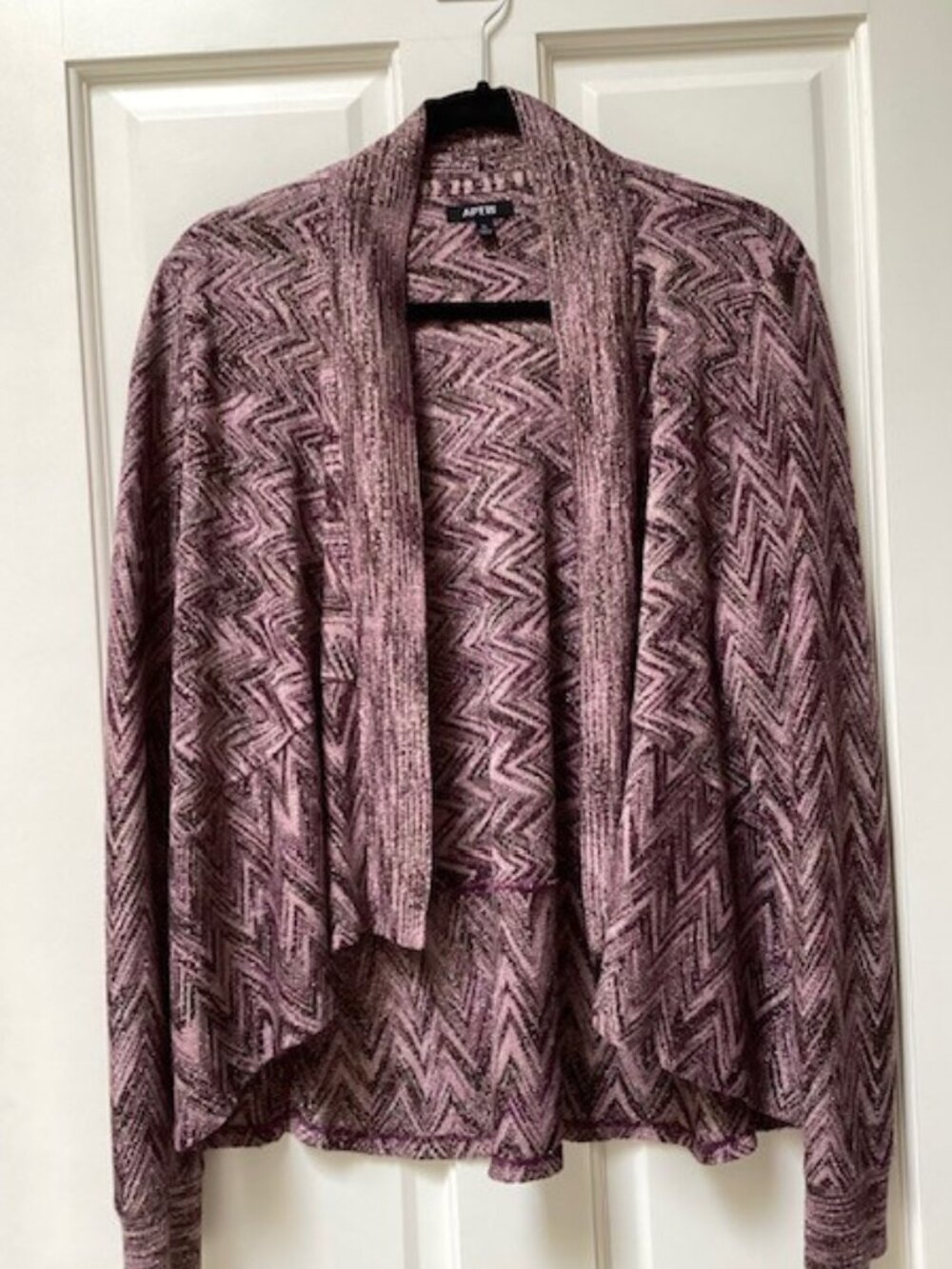 Apt 9 pink and purple top, jacket, wrap with metallic thread, size XL